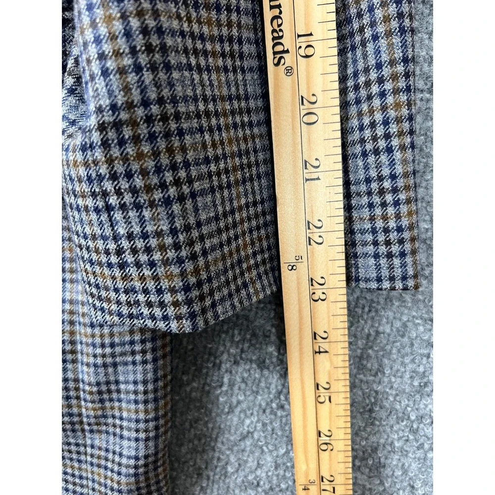 Brooks‎ Brothers Blazer 45R 1818 Madison Sport Coat Grey Blue Plaid Italian Wool